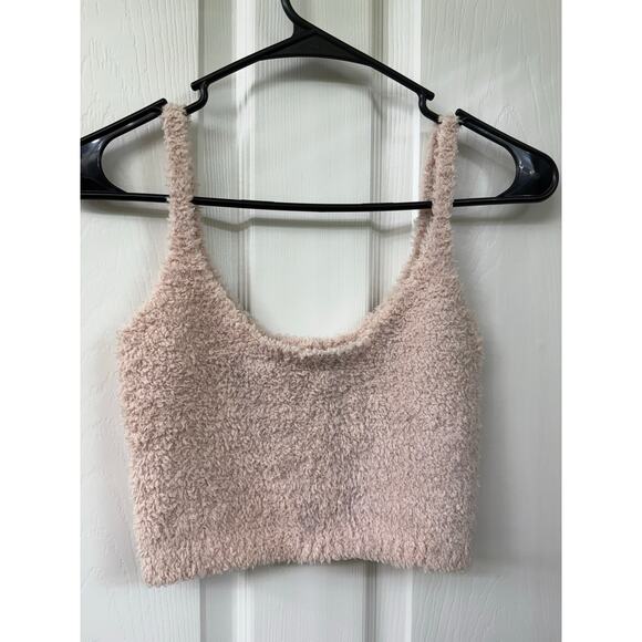 SKIMS Cozy Knit Fuzzy Soft Bralette Crop Tank Women Color Pink Size S/M - Picture 2 of 4